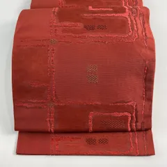 ◆みやがわ e156.上質 袋帯 西陣 渡文 纐纈 赤 エジプト 壁画風 カジュアル 新古品 仕立て上がり 纐纈 帯 渡文の通販