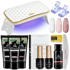 新品 Biutee ポリネイルジェル ネイルジェル セット カラージェル ledライト付き ３色ネイルジェル トップコート ベースコート スリップ ソリューション