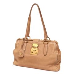 ミュウ ミュウ ハンドバッグ ボストンバッグ スタッズ レザー 本革 茶 ブラウン brown MIU MIU