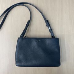 ▪️【極美品】アニエスベー ショルダーバッグ レザー ブラック レディース ロゴ金具