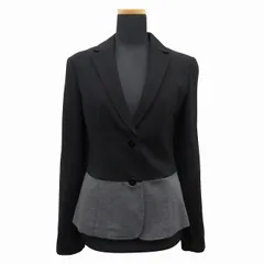 未使用 アルマーニ ジーンズ ARMANI JEANS バイカラー テーラード ジャケット ブレザー シングル 2釦 ストレッチ サイズ40 ブラック/グレー レディースのサムネイル