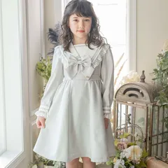 【ライトグレー】レース使いのセーラーワンピース キッズ TAK キャサリンコテージ