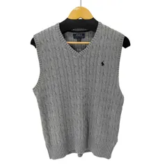 ポロラルフローレン POLO RALPH LAUREN ポニー刺繍ロゴ ケーブル編み ニットベスト レディース  L（14-16）