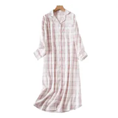 ☆ ピンク×チェック ☆ Mサイズ ☆ ネグリジェ パジャマ lypa11 ネグリジェ ワンピース レディース パジャマ ルームウェア ルームウエア 部屋着 ナイトウェア 寝間着 寝巻き 前開き 長袖 柄 通気性 かわいい 冬 春 秋