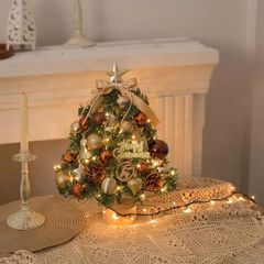 クリスマスツリー 卓上 45cm 北欧 小型 ミニツリー クリスマス飾り 常時点灯/点滅ライト LEDイルミネーション LEDライト付き オーナメント付き 電飾 フェイク雪 おしゃれ キラキラ