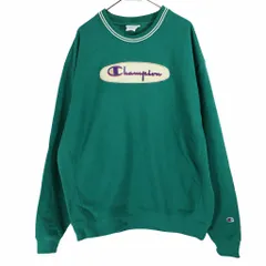 Champion チャンピオン ロゴリバースウィーブスウェット 刺繍 丸首 トレーナー グリーン (メンズ XL) 中古 古着 O3560
