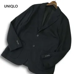 23AW★ UNIQLO ユニクロ 秋冬★ ストライプ コンフォート 2B テーラード ジャケット Sz.L メンズ 紺 ネイビー