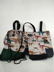 入園 入学4点セットレッスンバッグ上履き袋ナップサックコップ袋恐竜柄 男の子