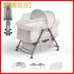 【色:カーキ】添い寝ベッド 折りたたみ ミニ 組み立て簡単 ゆりかご ベビーラッ