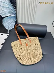 SAINT LAURENT オキサリス ラフィアショルダーバッグ ? 39×30cm [本日特価|新品未使用品]