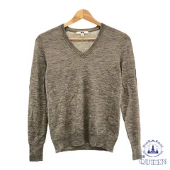 【訳アリ】UNIQLO ユニクロ トップス ニット カットソー Vネック シンプル おしゃれ 綺麗め 長袖 レディース グレー M 901-13444 送料無料 古着