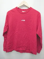 ◇ ⊂ FILA フィラ ロゴ 長袖 Tシャツ　カットソー　ロンT サイズM レッド レディース P  【1410160012482】