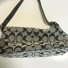 【送料無料】COACH/コーチ/ミニバッグ/ハンドバッグ/ワンショルダーバッグ/グレー×ブラック/シグネチャー/レザー/キャンバス/6044/中古品