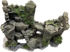 S-NET 古城 水槽 オブジェ 隠れ家 飾り 置物 アクアリウム オーナメント 装飾 黒 樹脂 飼育 金魚 熱帯魚 砂利 インテリア SN-301-SO(ブラックB)