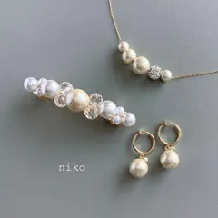 ◆ 3点セット限定価格♡ キスカ コットンパール イヤリング ピアス ネックレス バレッタ ◆　定番 人気 上品 シンプル パール アクセサリー 結婚式 卒業式 入学式 オフィス　☆シルバー変更可