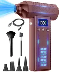 FOXKING 風力120m/s 洗車 ブロワー 300000rpm電動エアダスター 小型ミニブロワー 3段風量調整・ 8000mAh・ 200分連続作業可 充電式ブロアー ２個LEDライト付き 274g軽量 コードレス(ダークレッド)