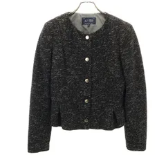 ARMANI JEANS アルマーニジーンズ ノーカラージャケット 42 ブラック系 レディース 古着