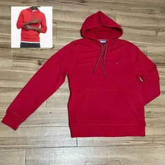TOMMY HILFIGER USA トミーヒルフィガー 薄手 スウェット プルオーバーパーカー 赤