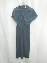 ◇ ⊂ Lace Ladies レースレディース レース ノースリーブ ロング ワンピース サイズL ネイビー レディース E  【1502180074462】