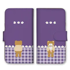 iPhone12 Pro Max ケース 手帳型 アイフォン12 プロマックス スマホケース 携帯ケース くま クマ くまちゃん テディベア 可愛い お花 ギンガムチェック ベージュ こども キッズ  スマホカバー カラー06