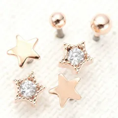 スタッドピアス レディース セット サージカルステンレスポスト 金属アレルギー対応 スター 星 キュービックジルコニア ミニサイズ メール便 送料無料 秋冬 大人気