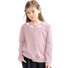Bee【クーポン利用で20％OFF♪】リボンカーディガン◇首リボン×アッシュラベンダー◇韓国子供服 韓国子ども服 韓国こども服 キッズ 女の子 トップス 100 110 120 130 140 150
