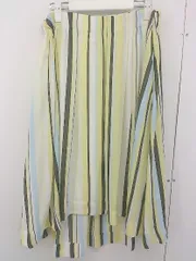 ◇ mysty woman ウエストゴム ストライプ ロング フレア スカート サイズF イエロー ホワイト マルチ レディース  【中古】 【1206230003333】