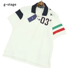 【新品 未使用】 g-stage ジーステージ 春夏 ナンバリング 刺繍★ 鹿の子 半袖 ポロシャツ Sz.46 メンズ 白のサムネイル