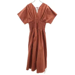 未使用 emmi エミ 半袖 Vネック ロングワンピース 1 ブラウン系 レディース 古着