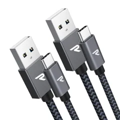 【迅速発送】USB C ケーブル【2本セット1m+1m/黒】RAMPOW タイプc ケーブル 3A 急速充電 QuickCharge3.0対応 高速データ転送 高耐久ナイロン素材 iPhone 16 充電ケーブル/iPhone 15 充電ケーブル Sony X