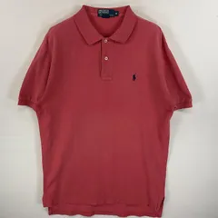古着 90's/90年代 ポロバイラルフローレン Polo by Ralph Lauren 鹿の子 半袖 ポロシャツ ワンポイント ロゴ 刺繍 2ボタン M  ピンク系 無地 メンズ