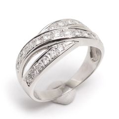 ダイヤモンドリング 約16号 PT900・ダイヤ0.50ct 交差デザイン