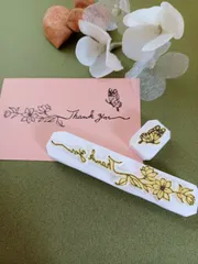 (再販)No.62 花文字Thank you &蝶　消しゴムはんこ