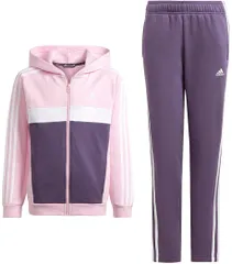 [アディダス] ジャージ上下セット ティベリオ 3ストライプス カラーブロック フリーストラックスーツ キッズ [Top : クリアピンク/ホワイト/シャドーバイオレット Bottom : シャドーバイオレット F23/ホワイト (IJ5372)] [160]