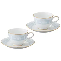 Noritake ノリタケ カップ & ソーサー ( ペアセット ) ( コーヒー ティー 兼用) 220cc レースウッドゴールド 2客 ブルー