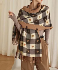 チェック柄 マフラー 大判ストール 厚手