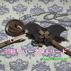 フトアゴヒゲトカゲ用羽飾りハーネス&リード デビル