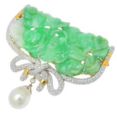 本物保証】 新品同様 リーフ ブローチ 約16.3g K18(750刻印) メレ  