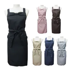 リボンエプロン 6色 ユニフォーム ワークエプロン 作業用 業務 サロンエプロン
