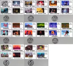 【中古】シール・ステッカー 全8種セット 切手風ステッカーセット(5枚組) 「Happyくじ ディズニー100」 H賞