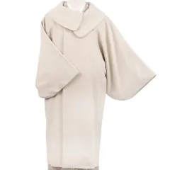 和装コート カシミヤ アイボリー 白 フリーサイズ ロール衿 道中着 冬 No.3-0712