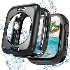 【人気商品】防水ケース 2-in-1 対応 ケース AppleWatch アップルウォッチ SE/SE2 Series9/8/7/6/5/4 Watch 全面保護カバー Apple 耐衝撃 コンパチブル 軽量 [Sunhel] 脱着簡単(ブラック，44mm)
