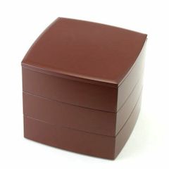 木製 重箱 本漆塗 後藤塗 角三段重 6寸 18cm 内すり漆 香川漆器 弁当箱