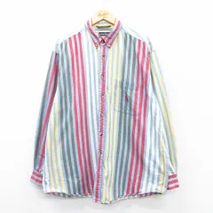 XL/古着 ノーティカ 長袖 ブランド シャツ メンズ 90s ワンポイントロゴ 大きいサイズ ロング丈 コットン ボタンダウン 薄青他 ブルー スト