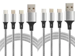 【2本セット】［匿名配送］3in1充電ケーブル　マイクロUSB MicroUSB タイプC  Type-C iPhone iPad 対応充電コード　アンドロイドAndroid　ライトニング　Lightning急速充電ケーブル