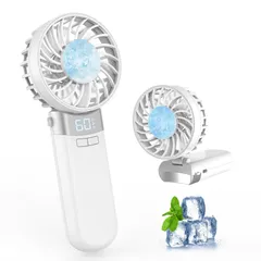 携帯扇風機 【2024夏新設計・接触冷感 急速冷却・折り畳み】 LEDディスプレイ表示 イオン発生 アロマ対応 空気清浄 ハンディファン 手持ち扇風