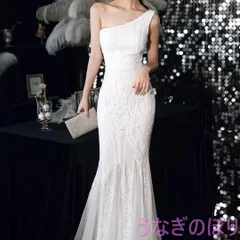ワンショルダーのビジューが美しい マーメイドイブニングドレス?.?