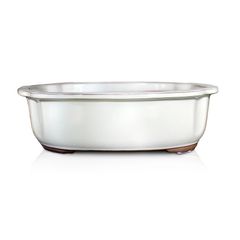 【未使用】盆栽鉢 9号 木瓜鉢 モッコ鉢 白色 クリーム釉 瀬戸焼 陶器 大型 中型 雑木 松柏 約28センチ 植木鉢 苔 うめきち盆栽用品店
