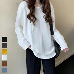 ルーズTシャツ レディース Tシャツ ゆったり 着やせ 長袖 カットソー プルオーバー ロンティー ラウンドネック 無地 トップス 韓国ファッション カジュアル おしゃれ 春 秋 新作huajian01