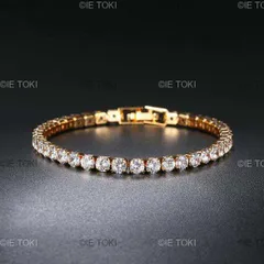 男性と女性のためのキュービックジルコニアクリスタルテニスブレスレット ヒップホップアイスアウトブレスレット 高級チェーンジュエリー ゴールドとシルバーカラー 4mm